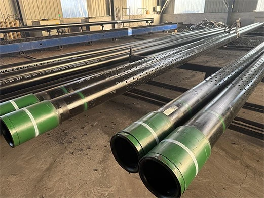 perforated casing hole pattern close-up-octal pipe